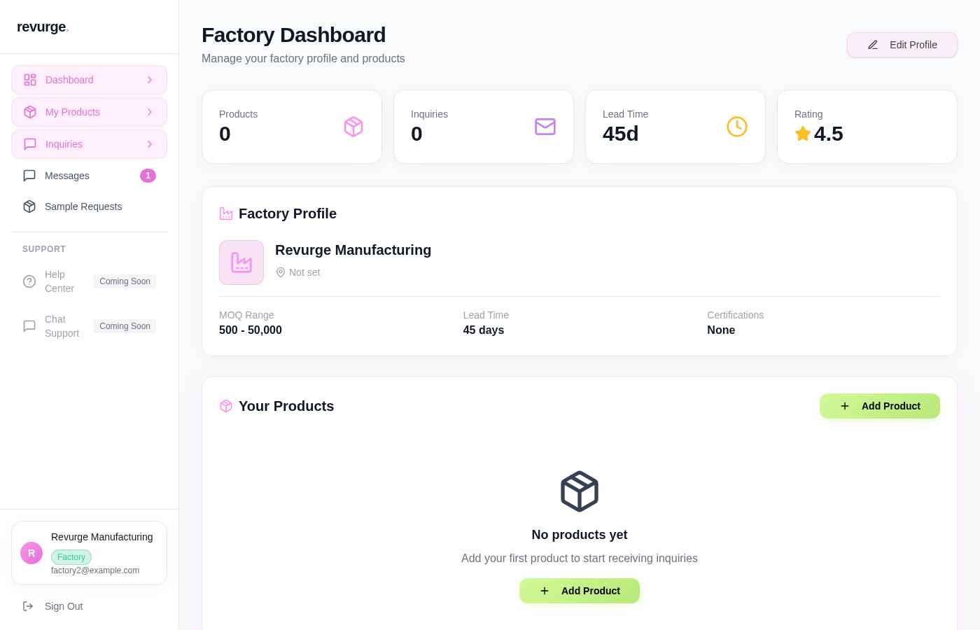 Factory Dashboard
